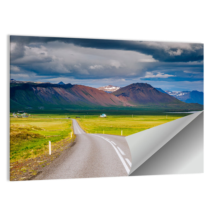 Icelandic Winding Road Toward Mountains Wall Art as a poster print