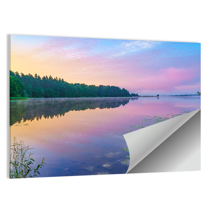 Sunrise Over Forest Lake Wall Art as a poster print