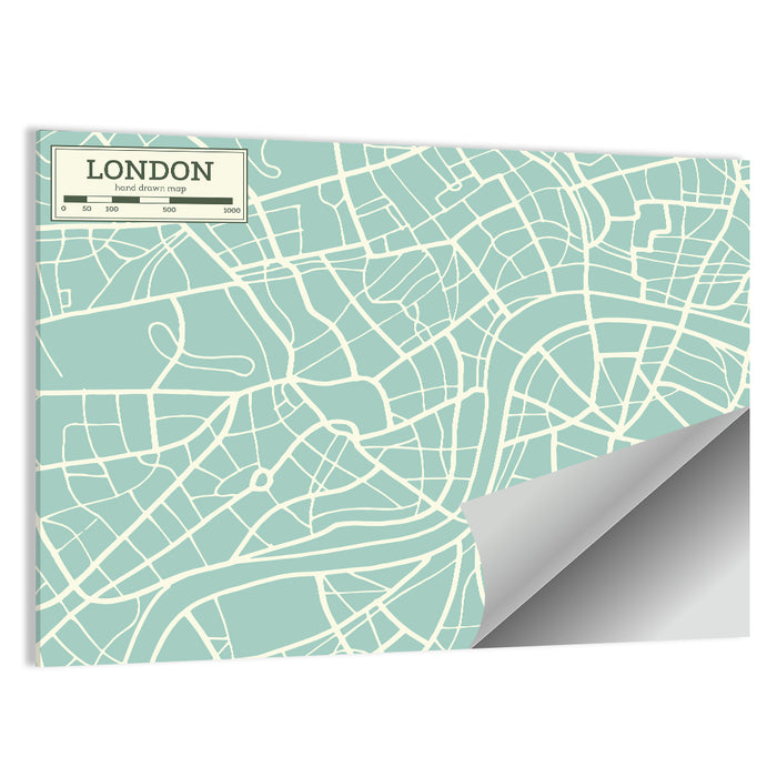London Cartographic Map Wall Art as a poster print