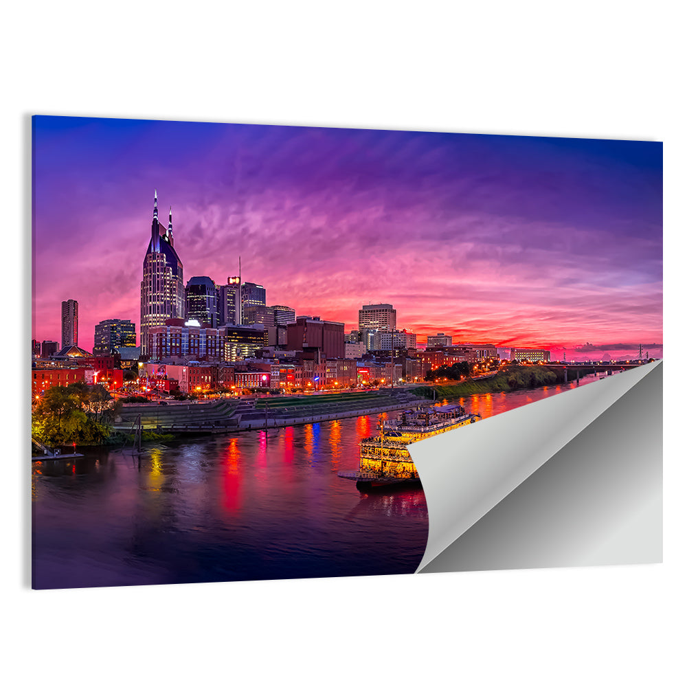 Nashville Riverfront Skyline at Dusk Wall Art