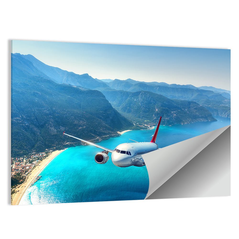 Airplane Over Turquoise Coast Wall Art