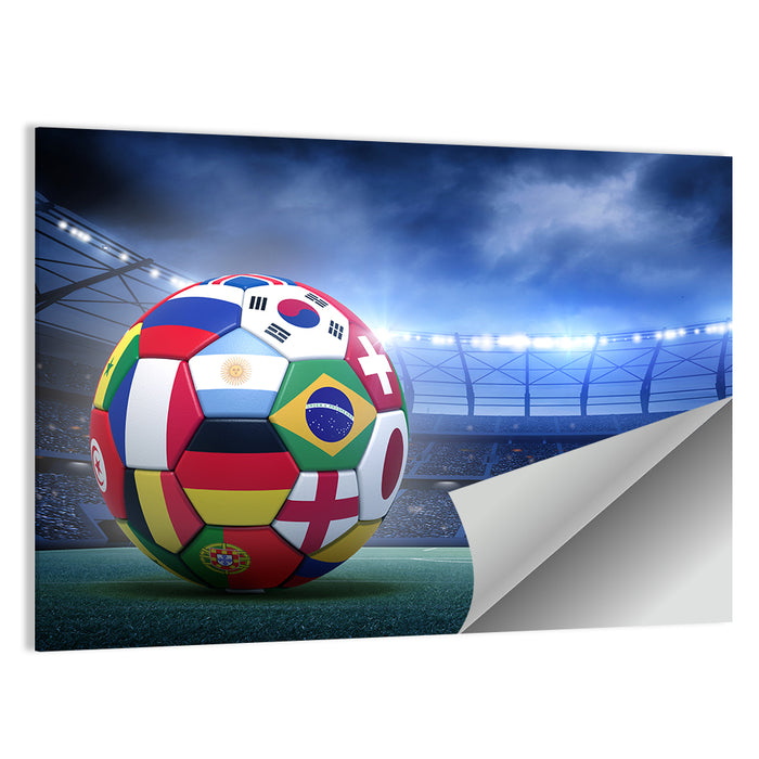 Soccer Ball on Stadium Pitch Wall Art as a poster print