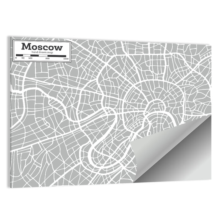 Moscow City Map Wall Art as a poster print