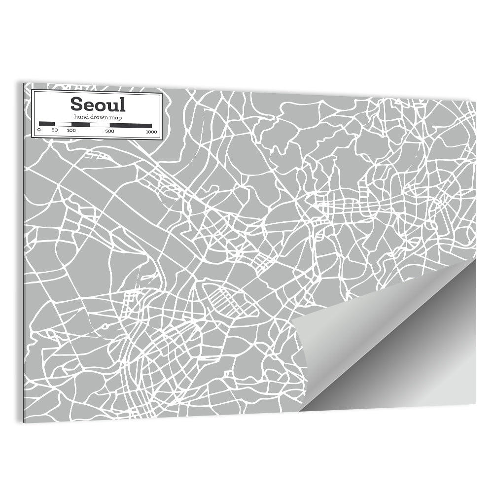 Seoul Street Map Wall Art