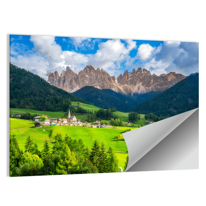 Santa Maddalena Village, Odle Peaks Wall Art as a poster print