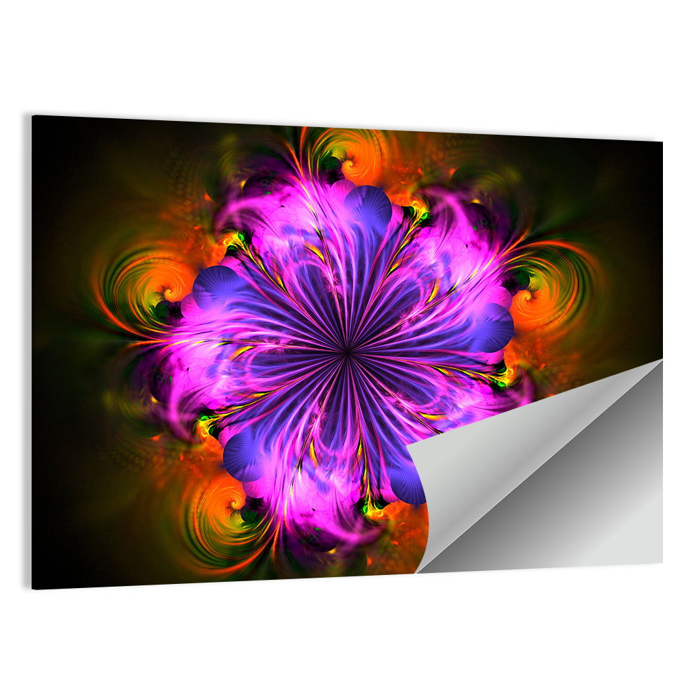 Vibrant Fractal Flower Wall Art