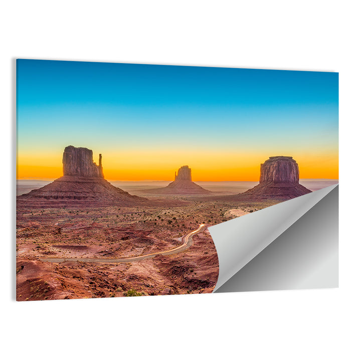 Monument Valley Sunrise with Winding Road Wall Art as a poster print