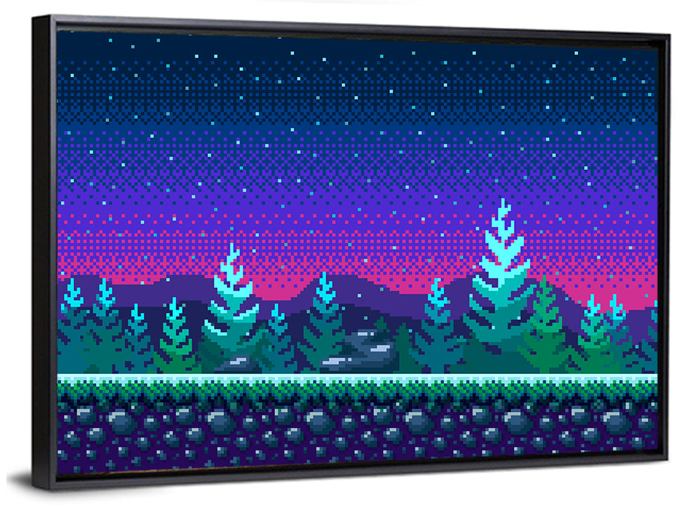 Starlit Pixel Forest Wall Art