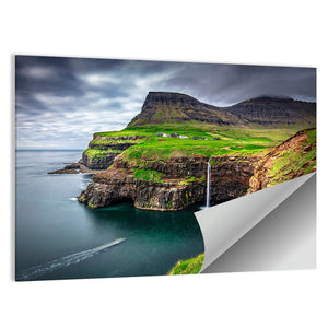 Gasadalur Waterfall In Faroe Island Wall Art