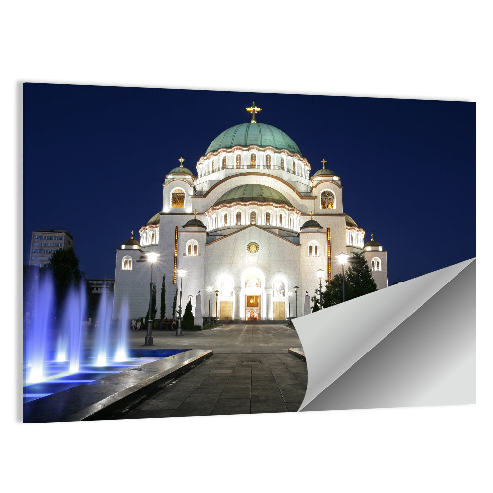 Saint Sava Cathedral at Night Wall Art