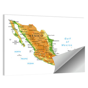 Mexico Physical Map Wall Art