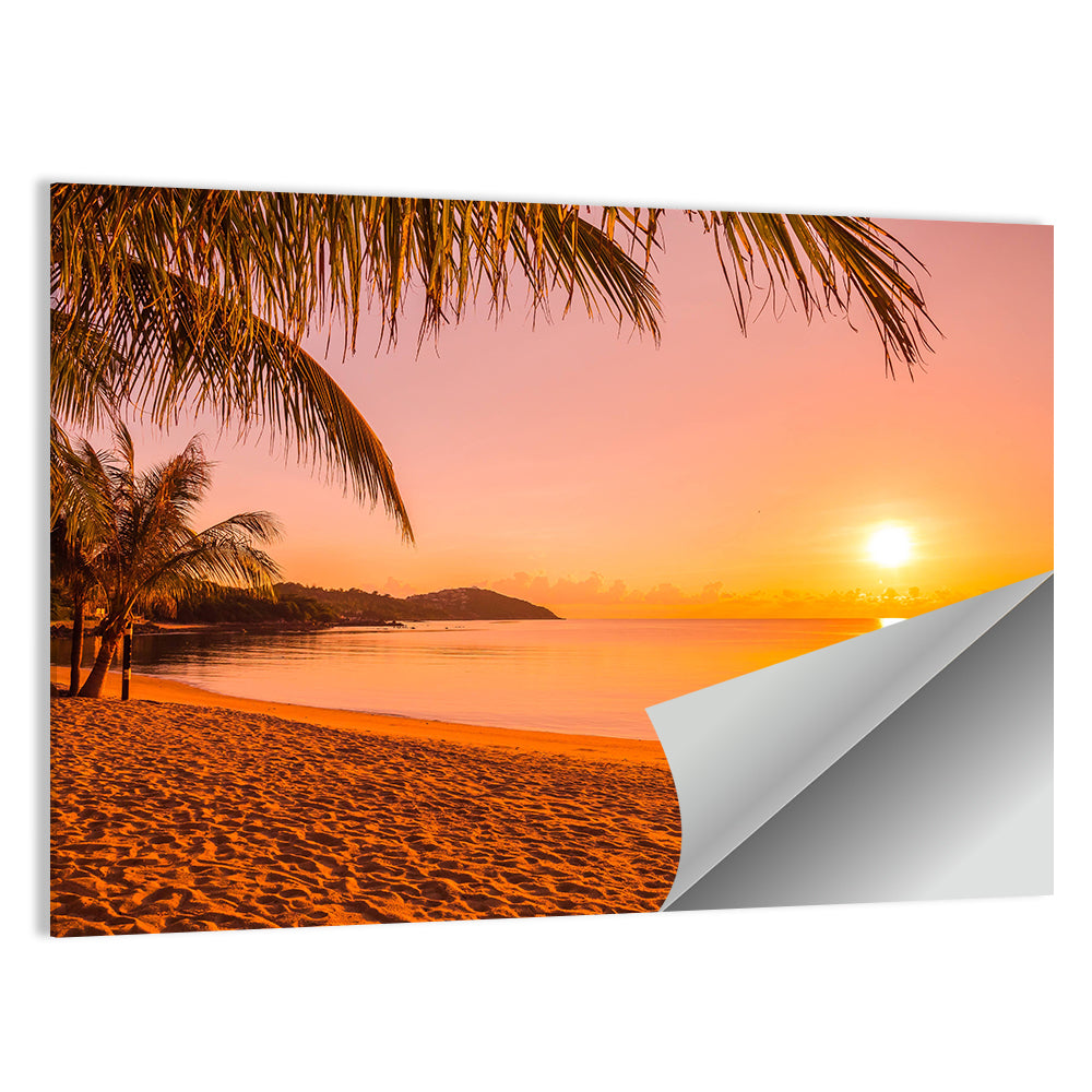 Golden Palm Sunset Wall Art