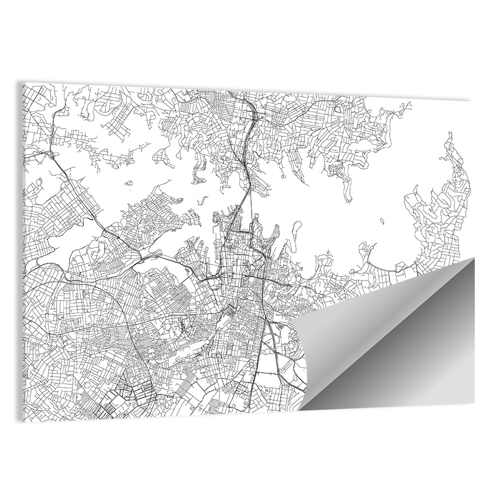 Sydney Harbour City Map Wall Art