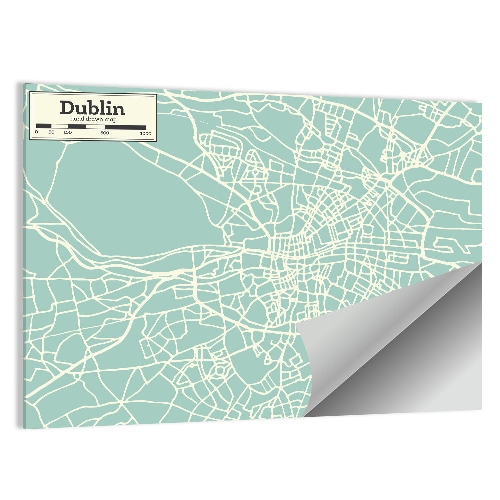 Dublin Street Grid Map Wall Art