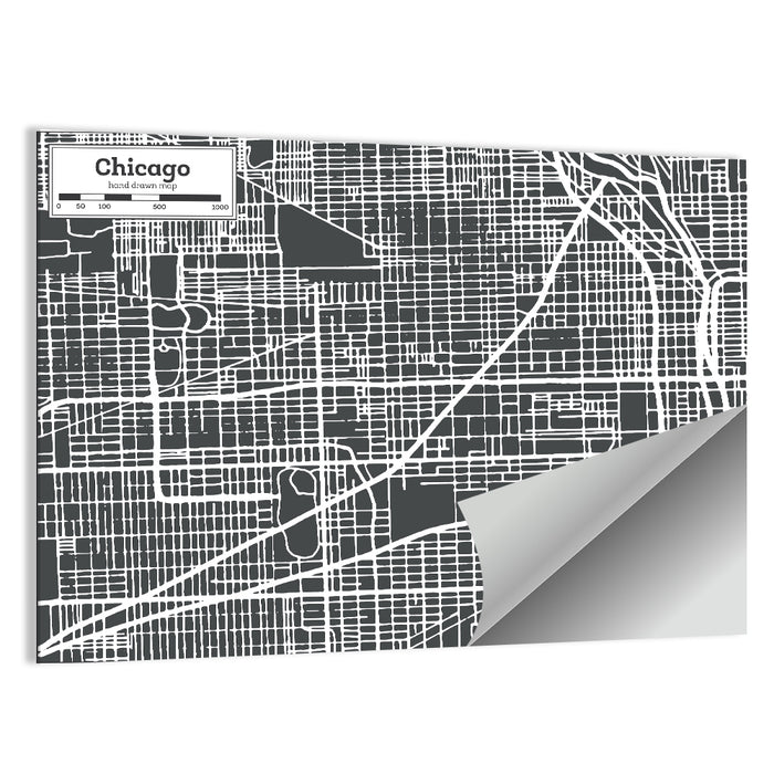 Chicago Street Grid Map Wall Art as a poster print