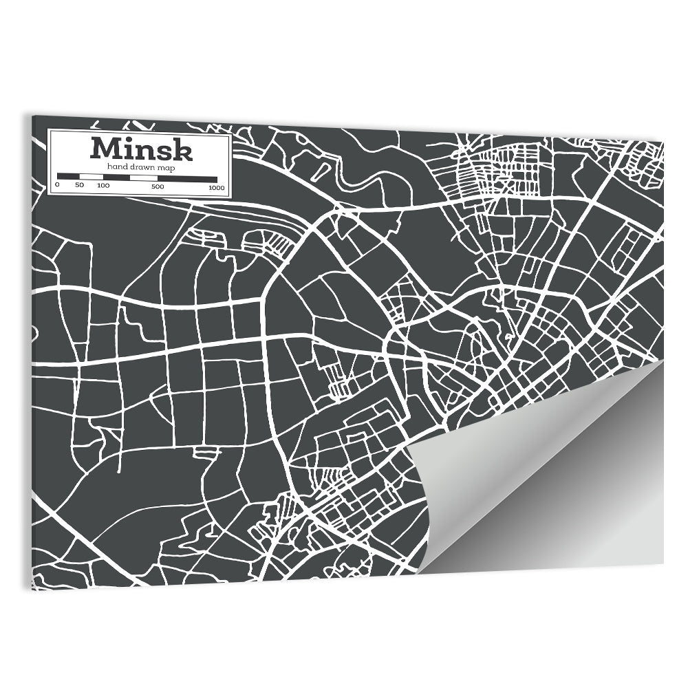 Minsk Hand Drawn Map Wall Art