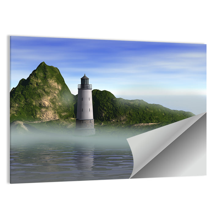 Lighthouse Reflection on Calm Water Wall Art as a poster print