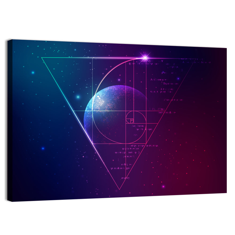 Golden Spiral Planet Wall Art, canvas print, landscape