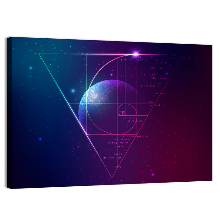 Golden Spiral Planet Wall Art as a canvas print