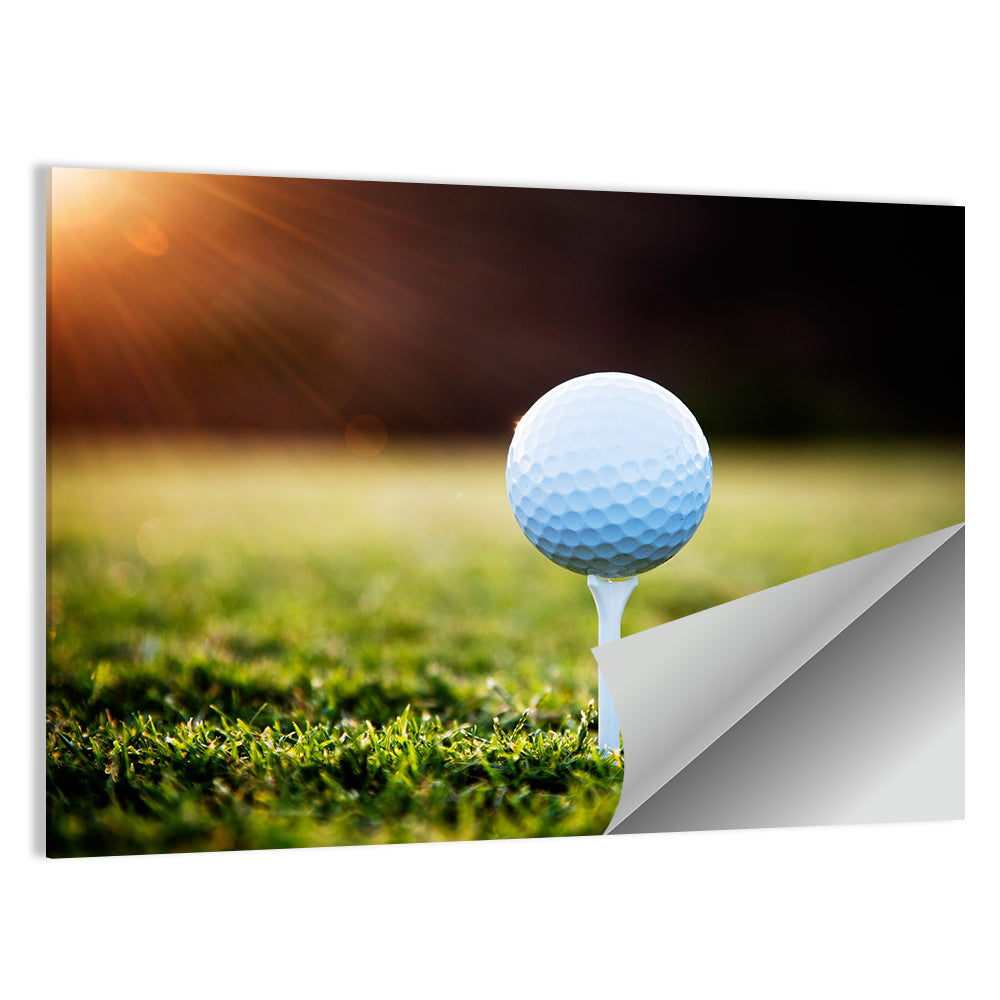 Golf Ball on Tee at Sunset Wall Art