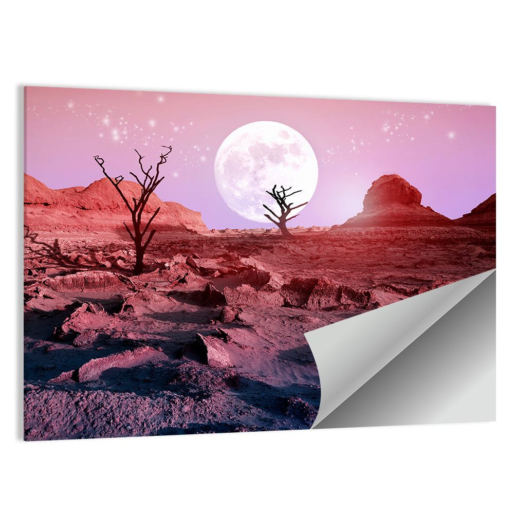 Desert Moon with Silhouetted Trees Wall Art