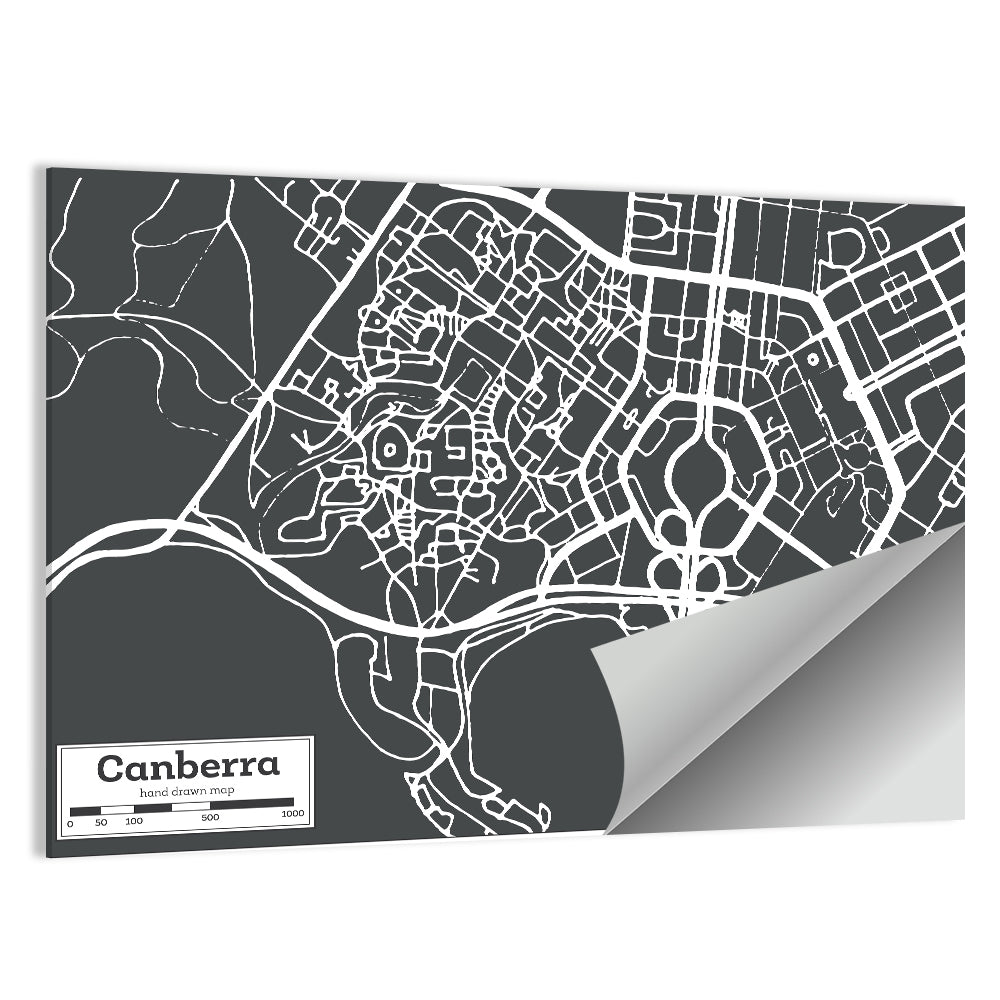 Canberra Street Grid Map Wall Art