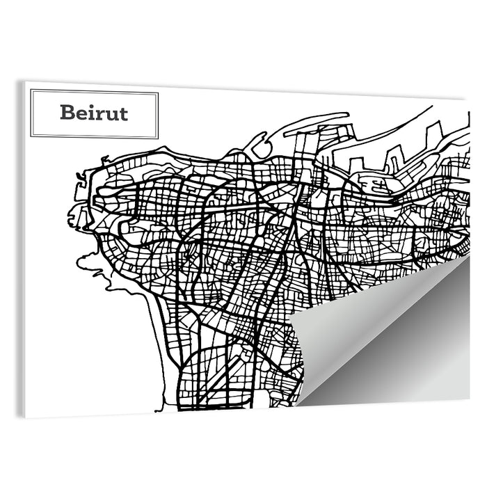 Beirut Street Grid Map Wall Art as a poster print