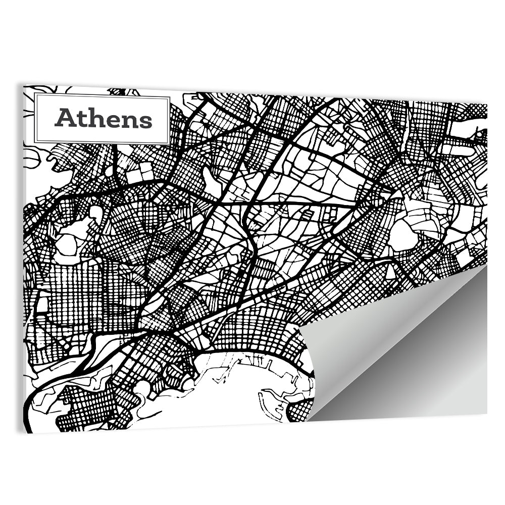 Athens Street Grid Map Wall Art