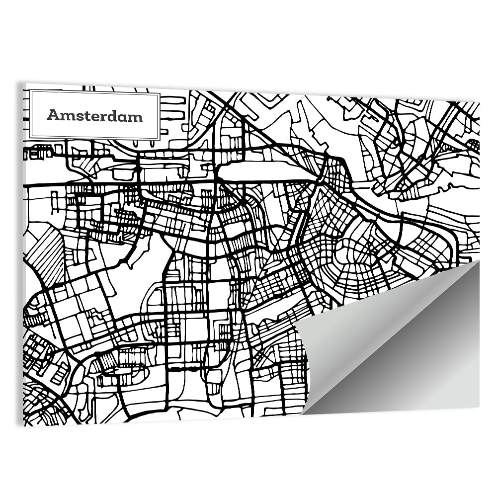 Amsterdam Canals Map Wall Art