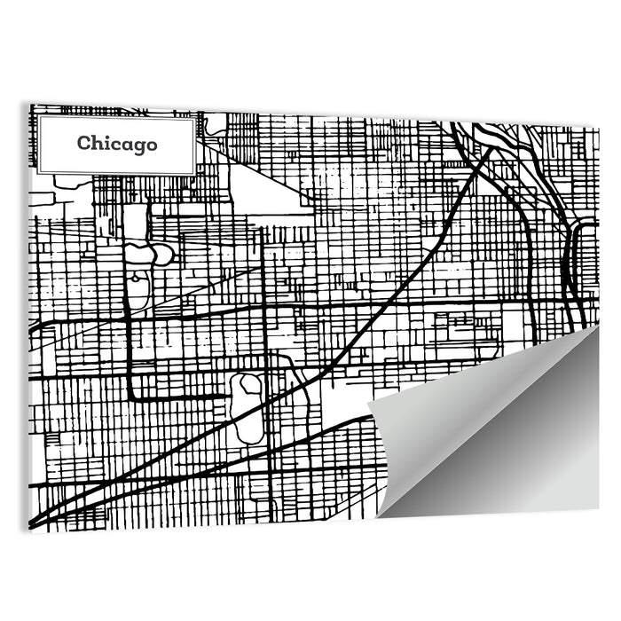 Chicago Street Grid Map Wall Art as a poster print
