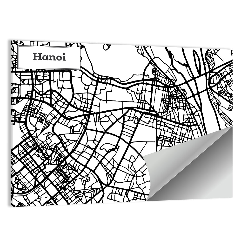 Hanoi Grid Map Wall Art