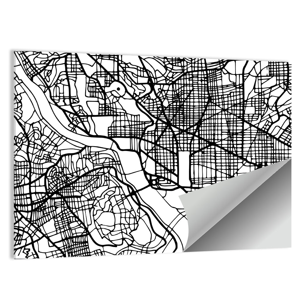 Washington Dc Street Grid Map Wall Art