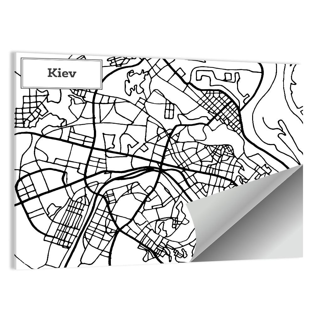 Kiev Street Grid Map Wall Art