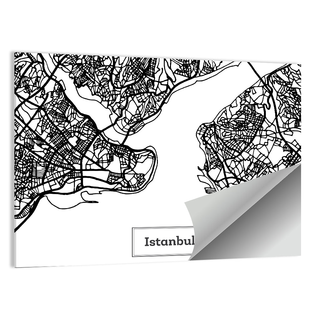 Istanbul Bosphorus Map Wall Art