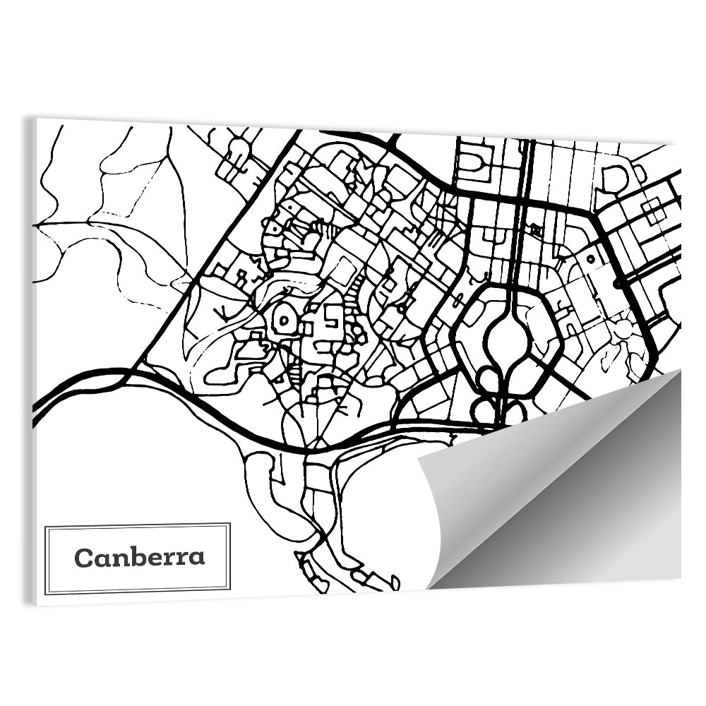 Canberra Street Network Map Wall Art
