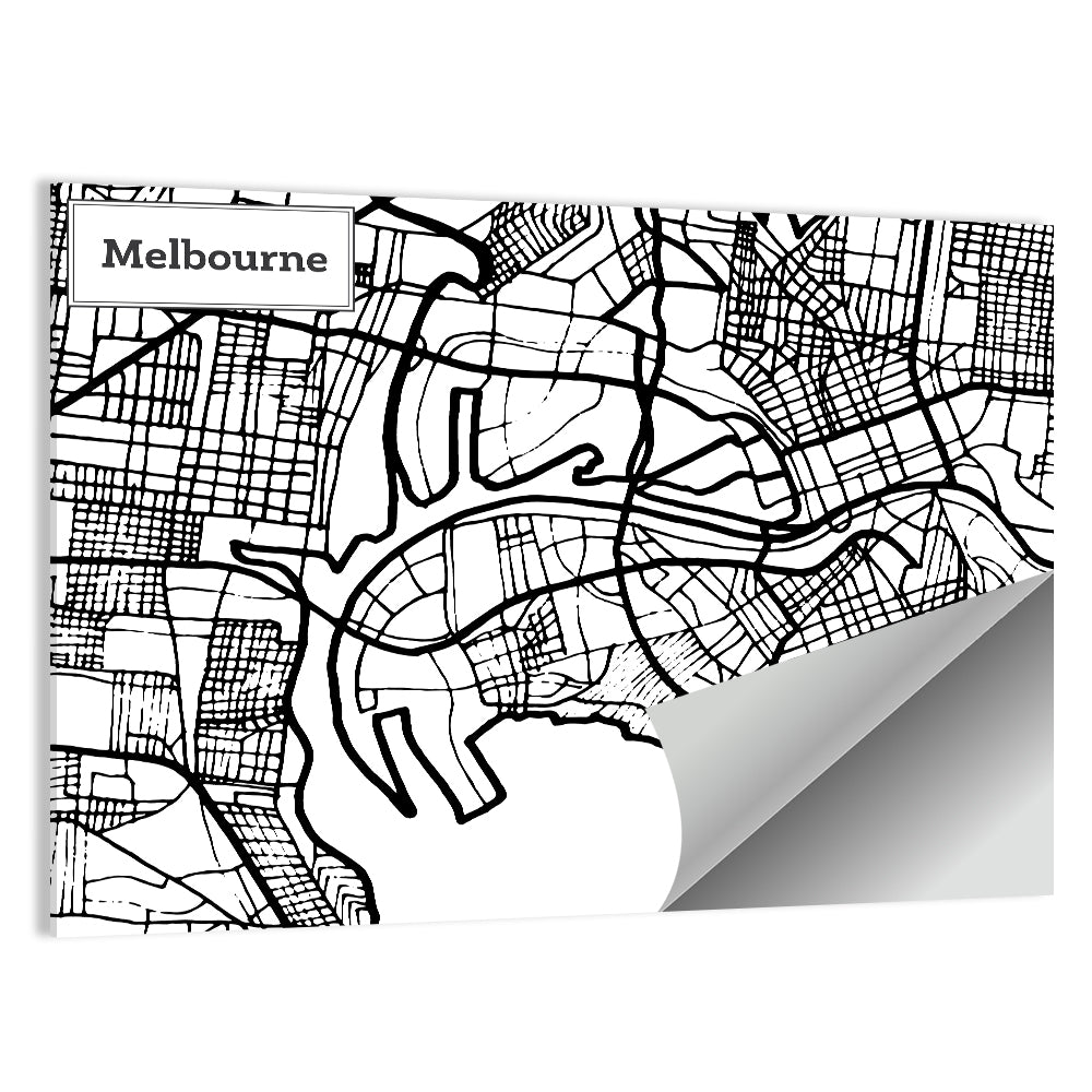 Melbourne Street Grid Map Wall Art