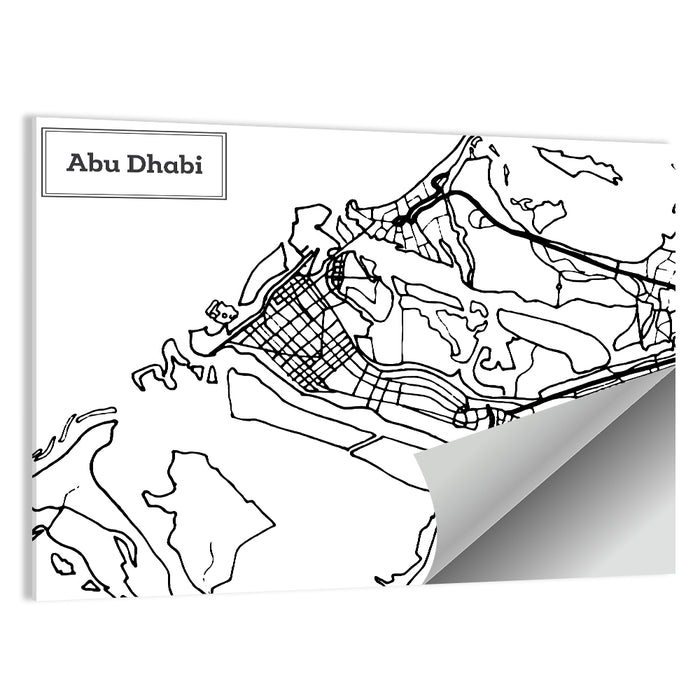 Abu Dhabi City Grid Map Wall Art as a poster print