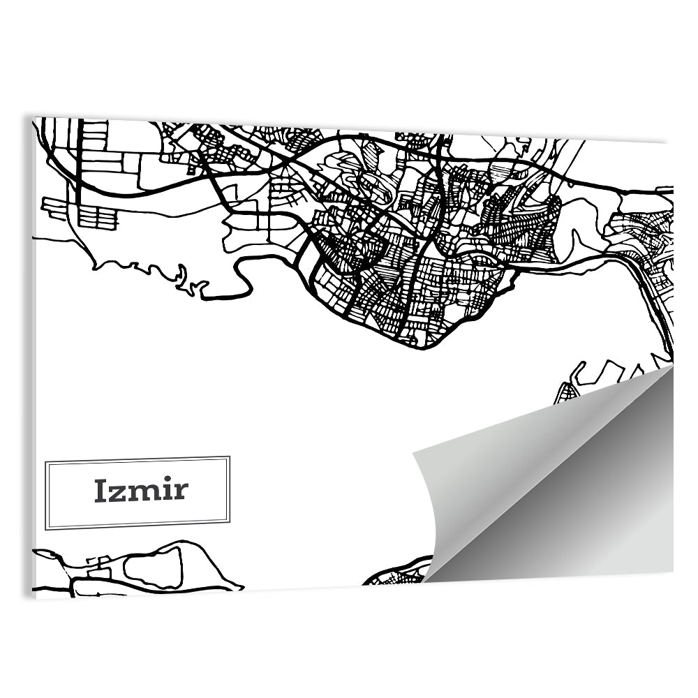 Izmir Coastal Map Wall Art