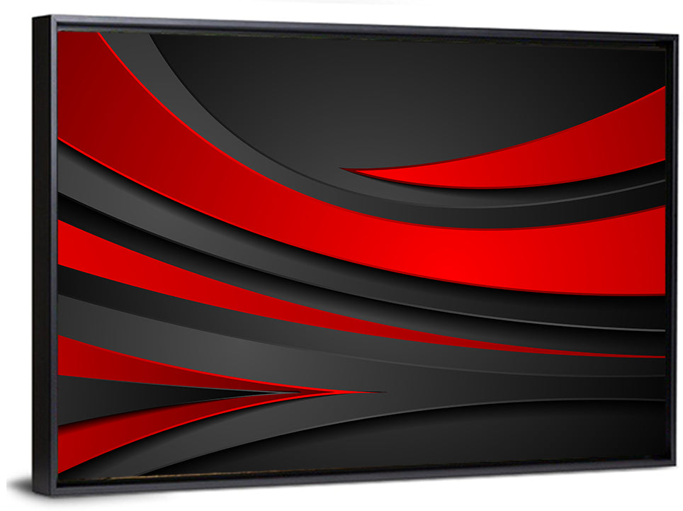 Layered Wavy Forms in Red and Black Wall Art