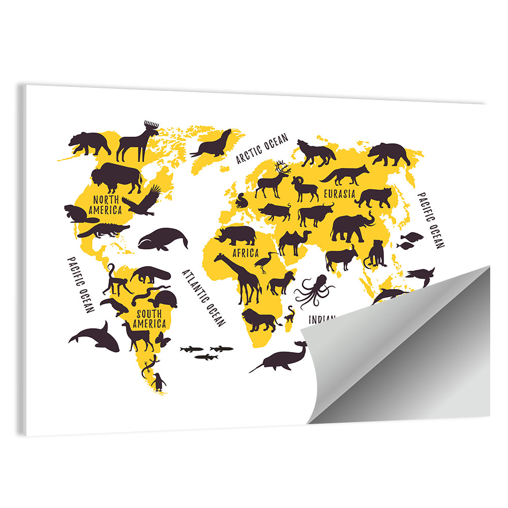 Animal World Map Wall Art