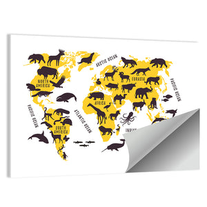 Animals World Map Wall Art