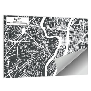 Lyon City Map Wall Art
