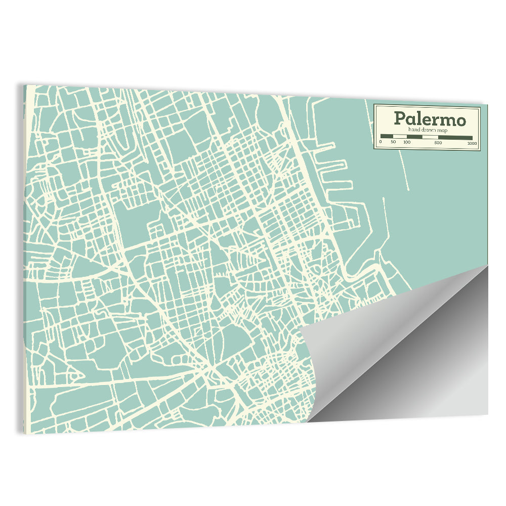 Palermo Coastal Map Wall Art