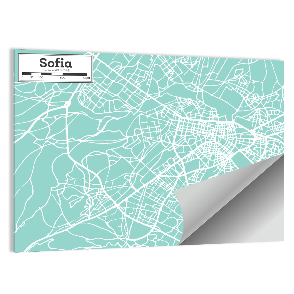 Sofia Teal City Map Wall Art