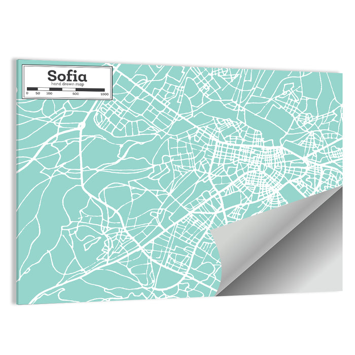 Sofia Teal City Map Wall Art as a poster print