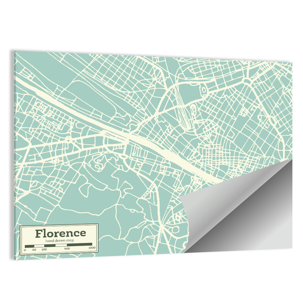 Florence Arno River Map Wall Art