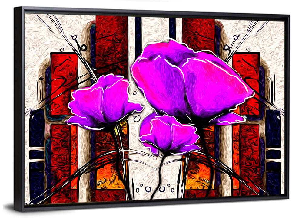 Purple Poppies Illustration Wall Art