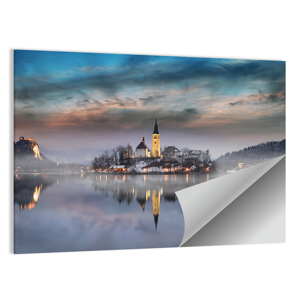 Lake Bled Misty Sunset Wall Art