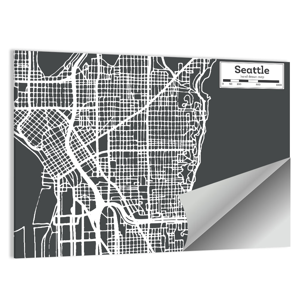 Seattle Urban Grid Map Wall Art