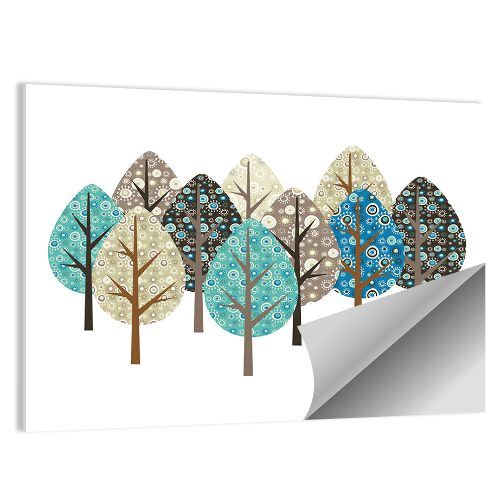 Blue Autumn Patterned Trees Wall Art